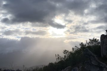 Light breaking through clouds